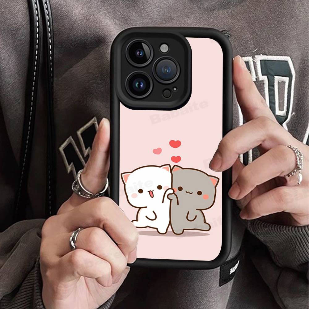 Cartoon Cute Cats Silicone Soft Phone Case For iPhone 17 16 14 13 12 11 15 Pro Max Plus Air Cover
