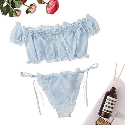 European & American Sexy Off-Shoulder Lingerie Set: Top and Shorts