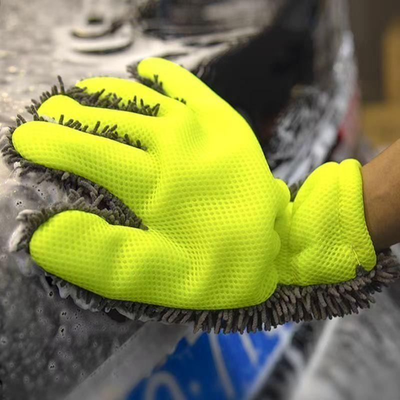

Chenille Five-Finger Car Wash Gloves - Plush Sponge for Wheel Hub Cleaning and Car Detailing. 28*26cm