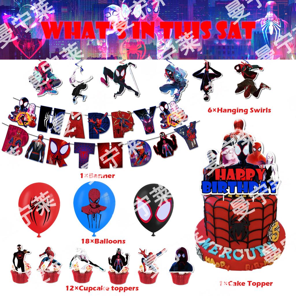 Decorazioni per Festa di Compleanno a Tema Spider-Man Striscioni da Supereroe Palloncini Cake Toppers Spirali Decorazioni a Spirale da Appendere per Bambini Ragazzi Forniture per Feste