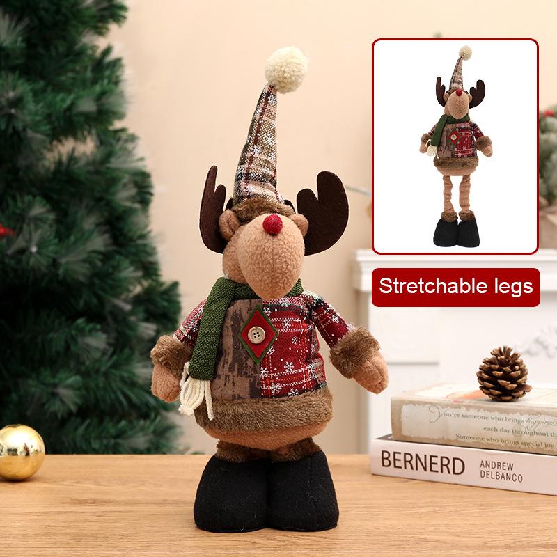 Christmas Doll Telescopic Santa Snowman Elk Standing Doll Scalable Standing Doll New Year Ornament Home Hotel Xmas Party Gift