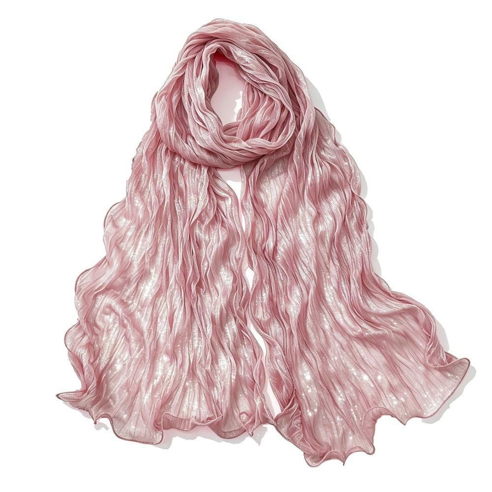 Ruffled Edge Sunscreen Shawl Solid Color Ramadan Long Scarf Fashion Chiffon Hijab Veil  Outdoor