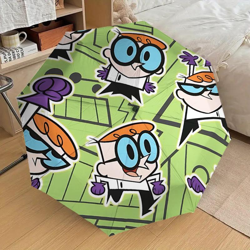 1pc Dexter's Laboratory Automatic Folding Umbrella - Compact 8-Rib Design, Durable Plastic & Iron, Lightweight for Outdoor Daily Use, a0929227