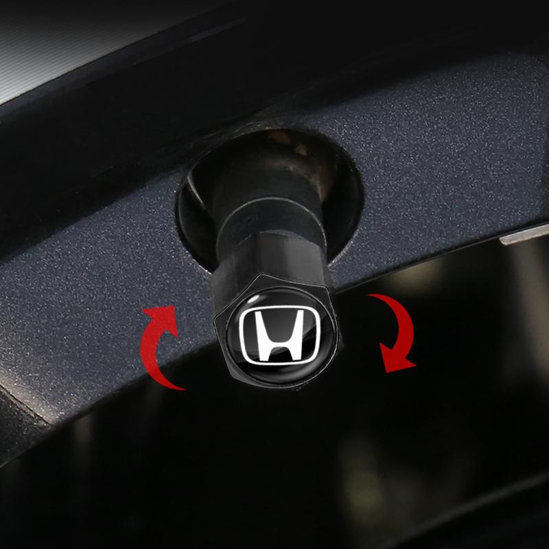 Fashion Car Tire Valve Caps with Car Badge Keyring Keychain Set For Honda Fit Mugen Insight Type S R VTEC Modulo Vezel RR SiPilot Fit XRV CRV HRV Dio