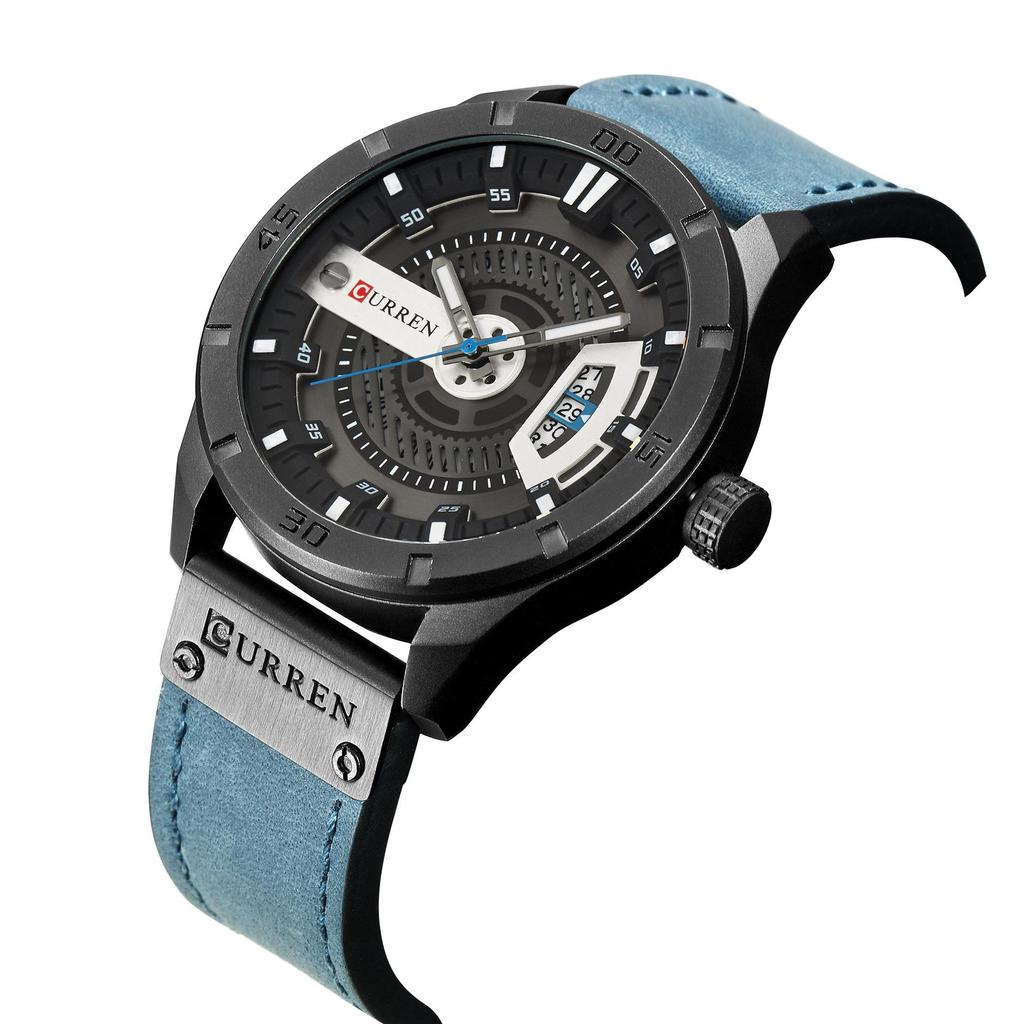 Curren 8301 Men's Leather Strap Business Calendar Watch