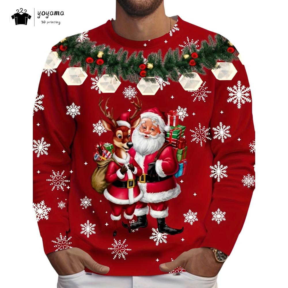 New Christmas Men's Long Sleeve Snowman Graphic T-Shirts Men Fall Fashion Oversize Man Clothes Trendy Hundred Y2k Men's Clothing