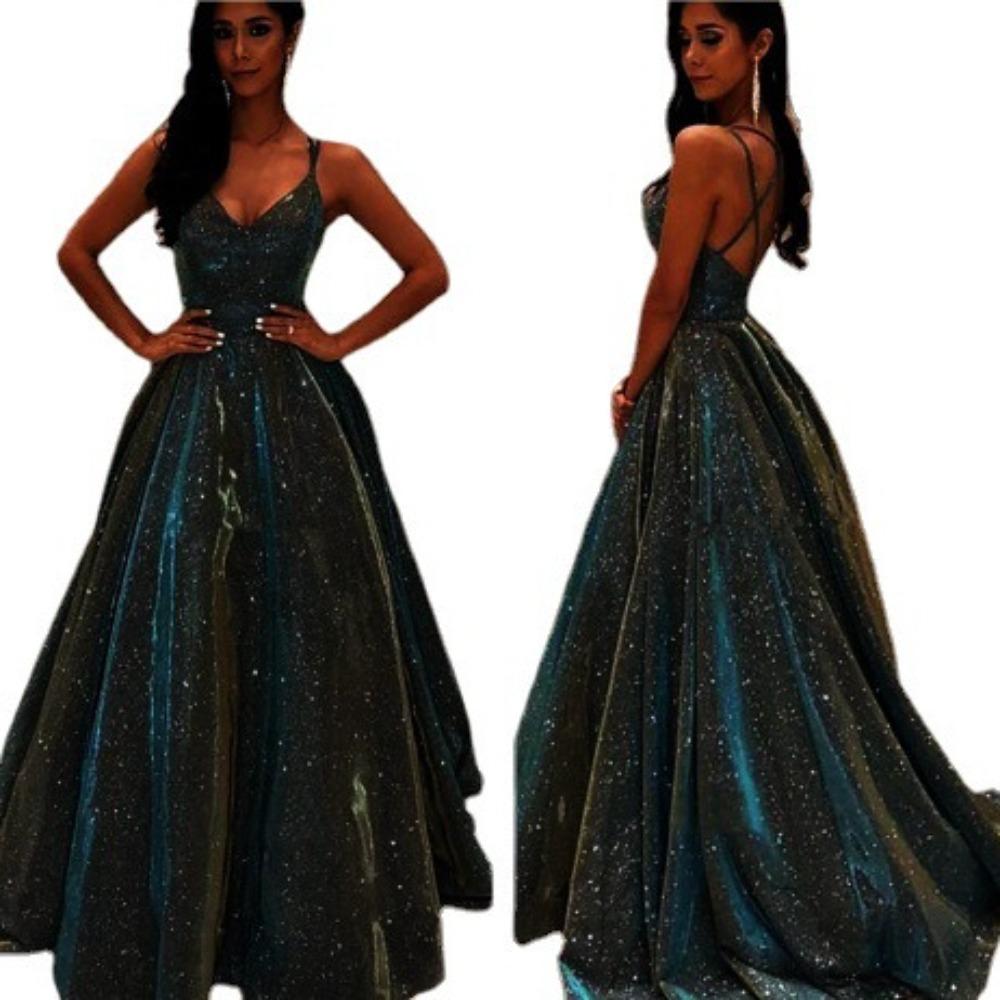 New Tube Top Shiny Long Swinging A-shaped Thin Evening Dress