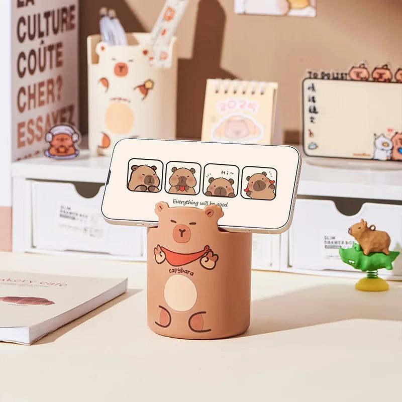1-5PCS Cartoon Kapybear Pencil Holder Large Capacity Cute Desk Organizer for Back To School Office Student