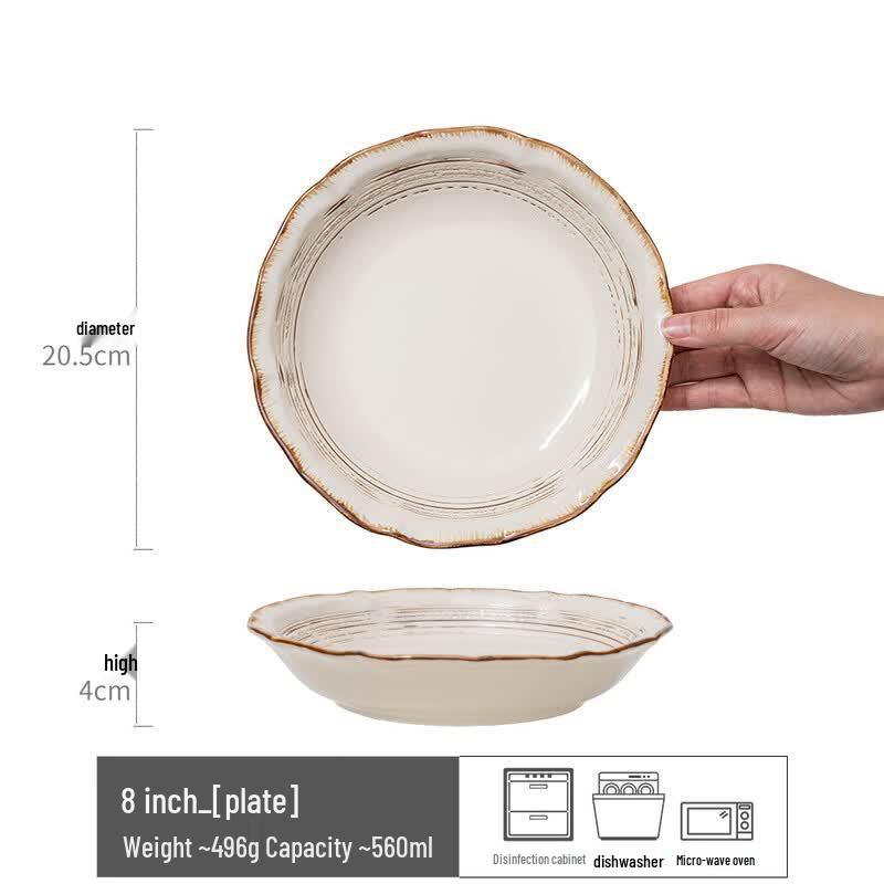 Rustic Floral Ceramic Dessert Plate