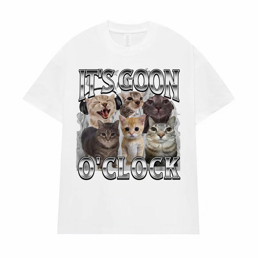It's Goon O'Clock Funny Cute Cat Meme Graphic T Shirt Men Women Clothing Fashion Kawaii T Shirts Summer Tops 100% Cotton T-shirt