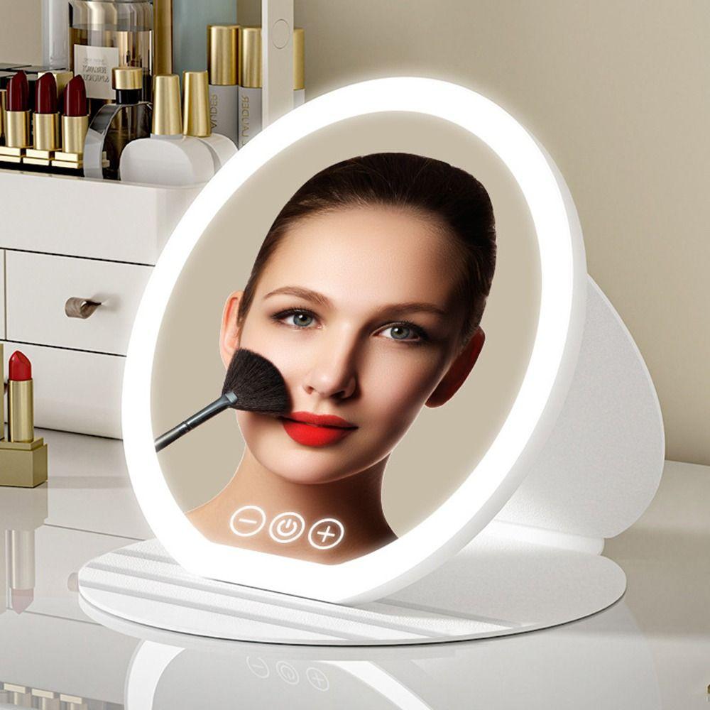 3 Color LED LED Makeup Mirror Leather Case Portable Vanity Mirror  Office Use