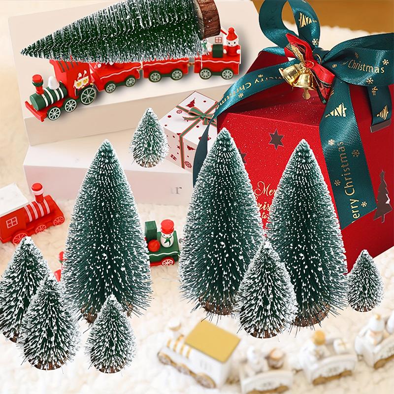 Artificial Mini Wooden Christmas Tree Small Cedar Pine For Home Room Decor Halloween Party New Year 2025 Navidad Ornaments