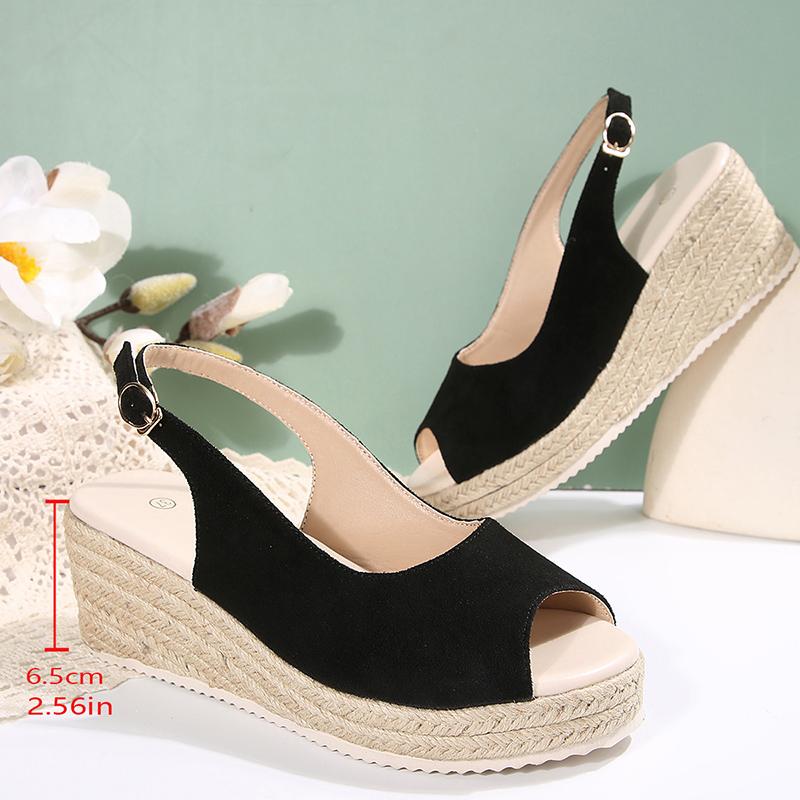Fashion Peep Toe Espadrille Wedge Sandals for Women Summer Fashion Back Strap Platform Sandles Woman Thick Sole Walking Sandalias Mujer