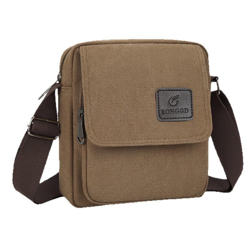 Men's Retro Canvas Crossbody Bag - Small Square Design for Business & Casual Commute