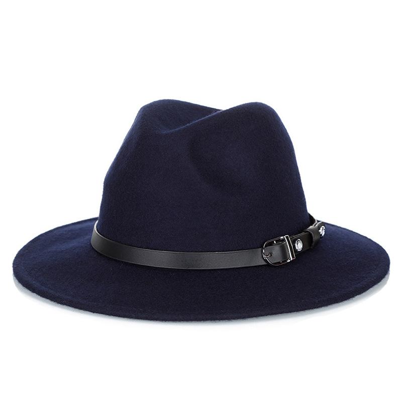 Zylinderhut aus Wolle mit großer Krempe und breiter Kante, Jazzhut, Cowboyhut, britischer Gentleman-Hut, Herbst und Winter, bequemer, modischer, warmer Filzhut