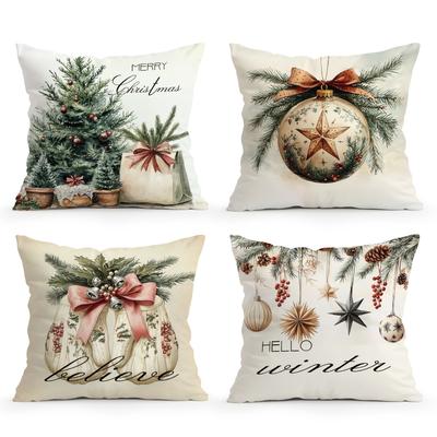 Simple Christmas Cushion Pillowcase Printed Polyester 45x45cm Throw Pillowcover Decorative Sofa Cushion Pillowslip Home Decor