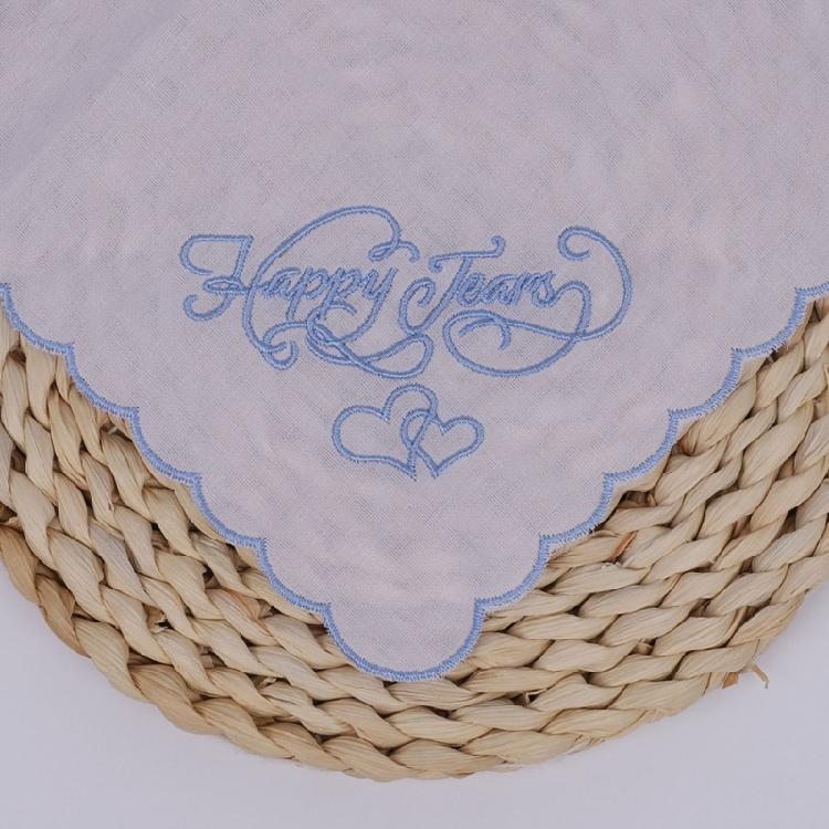 Embroidery Cotton Square Handkerchief Wedding Party Favor Decorative Kerchief for Bride Wedding Gifting Packing Use