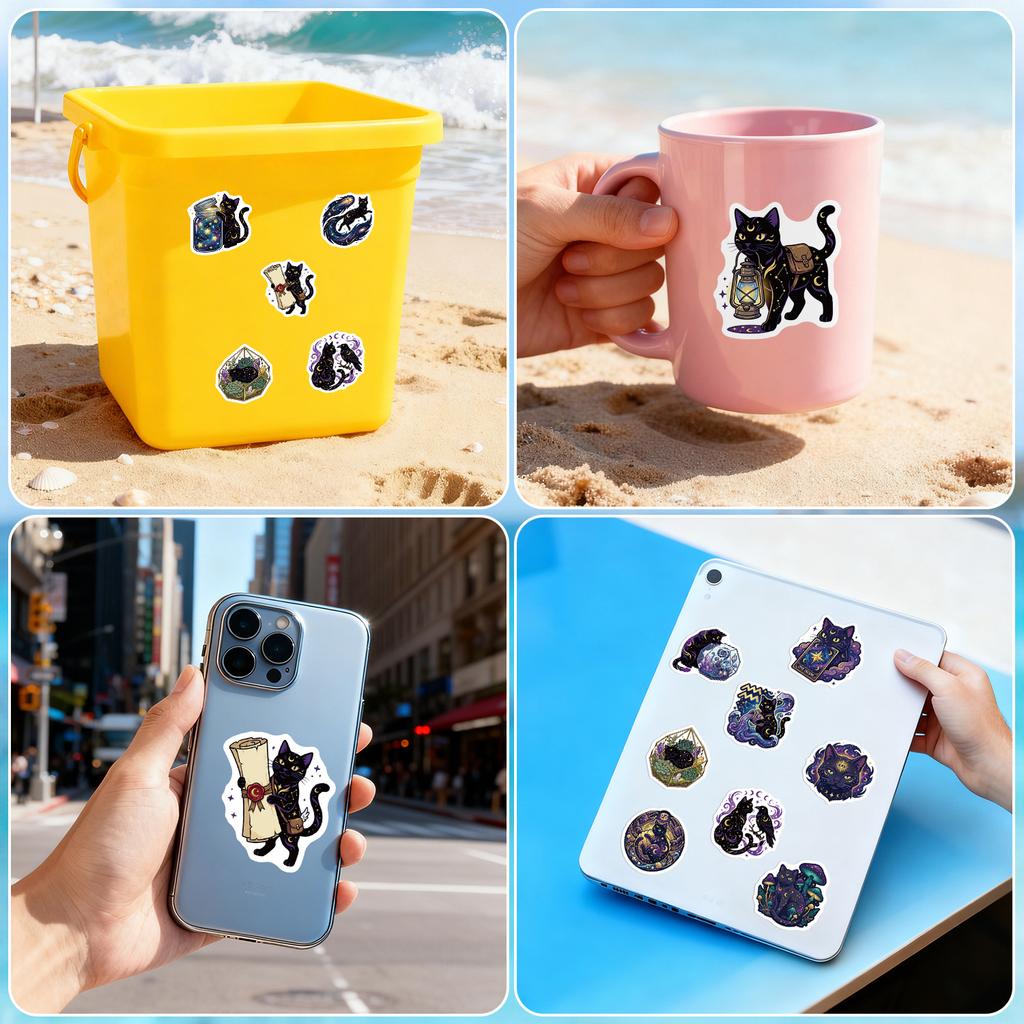 50Pcs Cosmic Cat Graffiti Stickers Creative Cats Cartoon Decal Diy Luggage Phone Guitar Scrapbook Waterproof Sticker Kid Toys