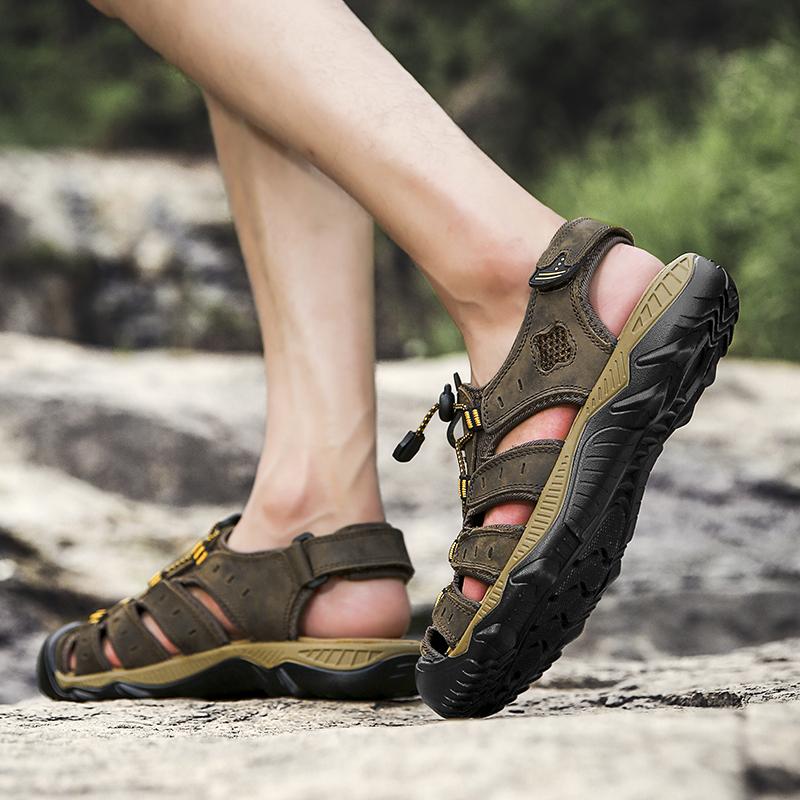 Velké letní outdoorové pánské plážové sandály z pravé kůže pánské sandály v římském stylu