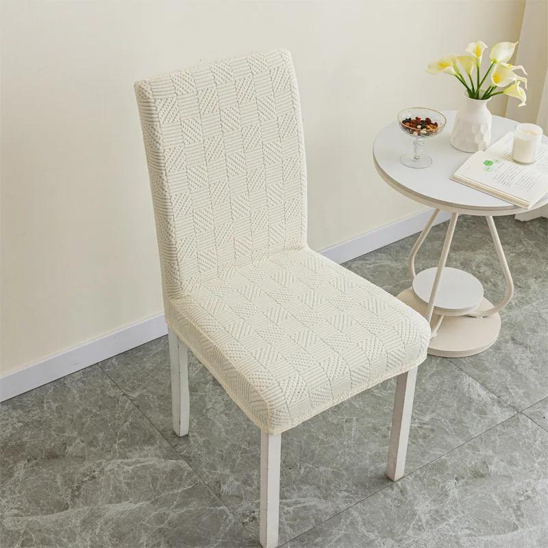 Stretch Dining Chair Cover Twill Jacquard Elastic Seat Cover Washable Normal Stool Slipcover for Kit Pet Room Living Home Decor