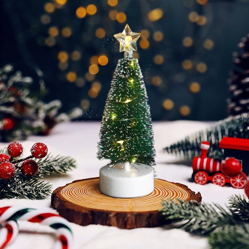 Mini Künstlicher Weihnachtsbaum Helles LED-Licht Bastelartikel Wohnzimmer Schlafsaal