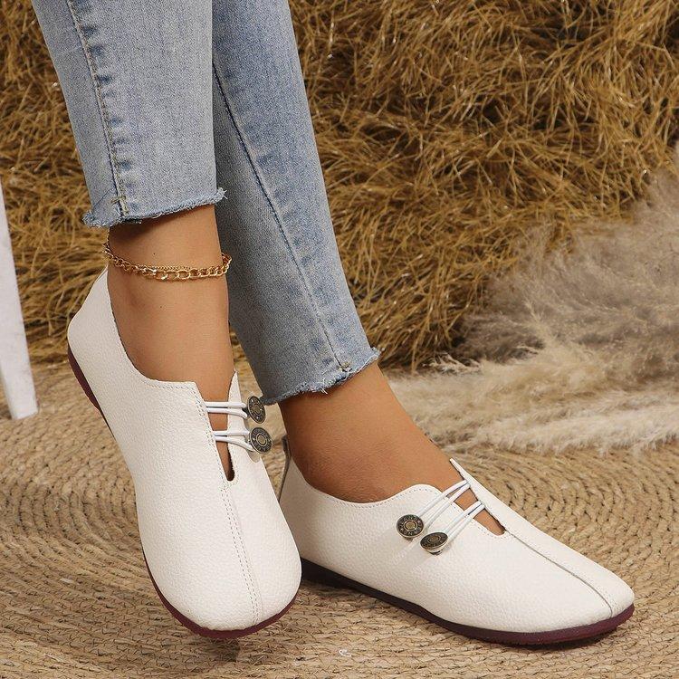 Autumn New Soft Soled Women's Flat Shoes Shallow Mouth Oversized Comfortable Casual Single Shoe Leather Women's Shoes 43 Yards
