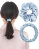 By Haircare Silk Scrunchie Hair Set of 2 [Supervised Professionals] Ties, 100% Silk, Non-Staining, Stylish, Thick, (Grayish Blue)