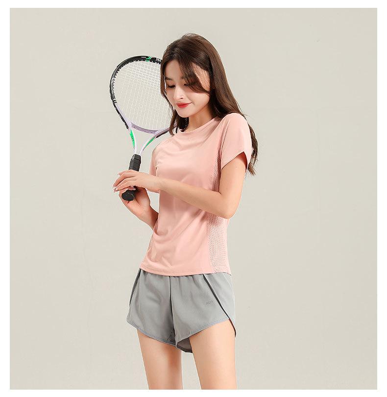 Women's 2025 Ice Silk Quick-Dry Sports Set: Short-Sleeve Top & Shorts for Running, Gym, Yoga