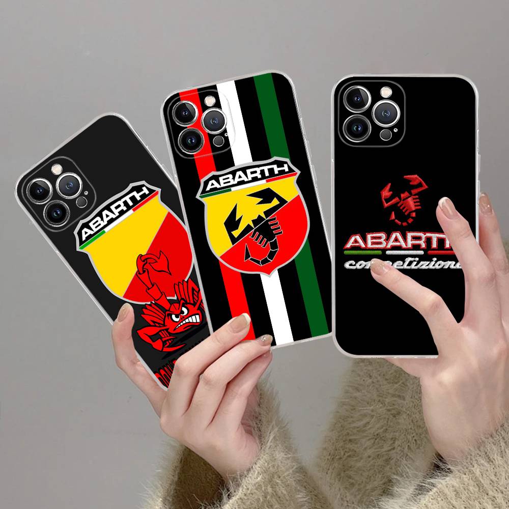 A-Abarth LOGO Transparent TPU Phone Case For IPhone 17 11 12 13 14 15 16 Pro Max 16 Plus Cover
