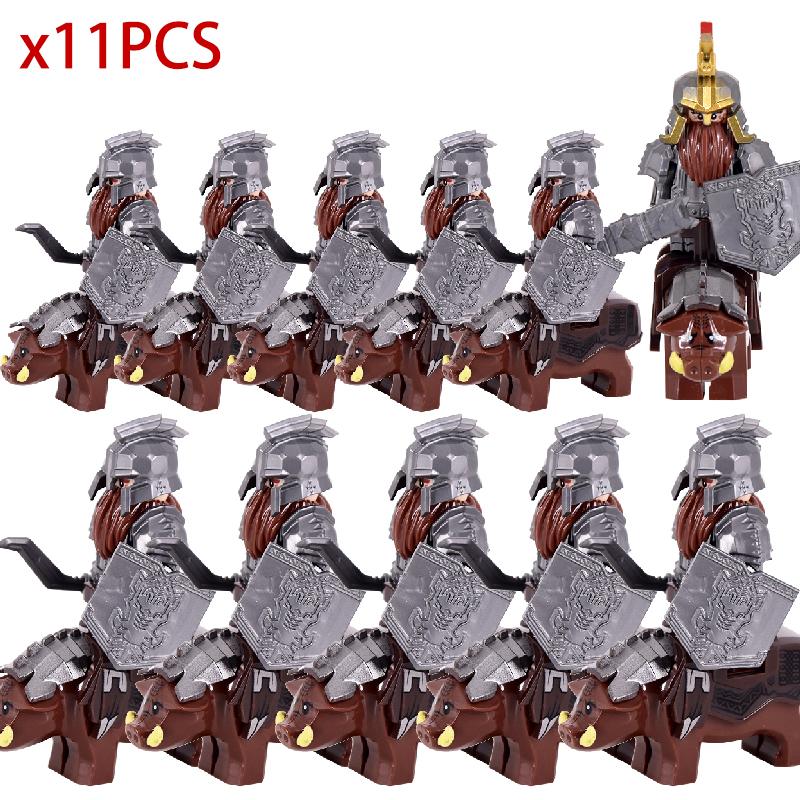 Mittelalterlicher Herr Ritter Zwergenführer Krieger Militärsoldat Figuren Reittier Ziege Schweine & Pferd Figur Baustein Spielzeug für Kinder