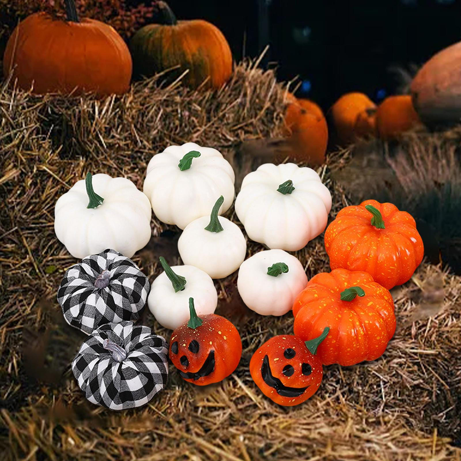 12x Foam Pumpkin Harvest Autumn Fake Lifelike Props Artificial Pumpkins for Halloween Kitchen
