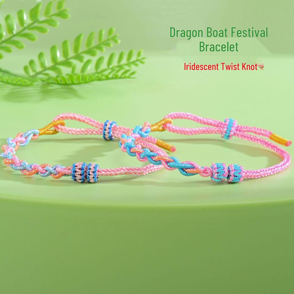 Five-Color Dragon Boat Festival Bracelet: Handmade Ethnic Twist Knot, Adjustable Hand Ornament Gift for Men and Women.