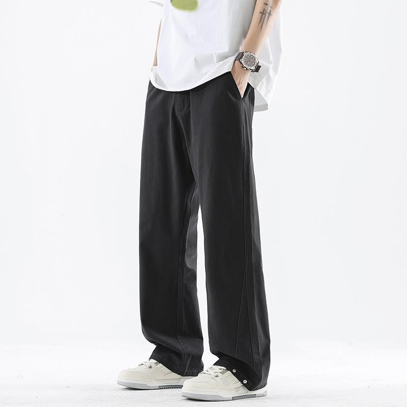 American High Street Trendy Brand Showing Height and Thinness Casual Pants Men's Trend Solid Color Simple and Versatile Loose Straight Long Pants
