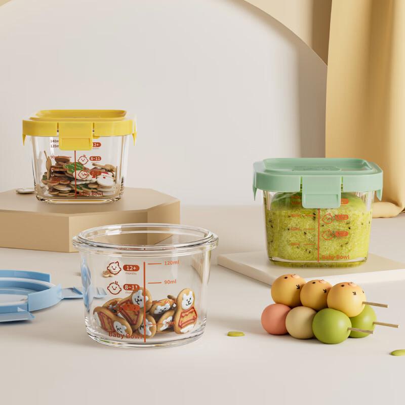 Cartoon Glass Baby Food Storage Bowls, 5-Pack