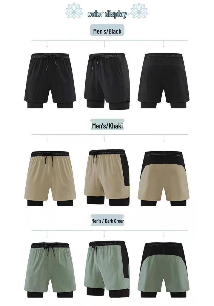 2023 Quick-Drying Men's Double-Layer Running Shorts – Anti-Exposure Fitness Jogging Pants