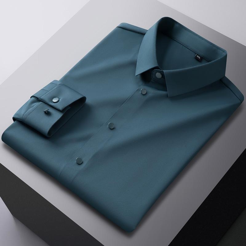 Elegant Classic Design Slightly Stretch Button Up Shirt, Men's Clothes Iron-Free Long Sleeve Dress Shirts For Spring Fall Winter
