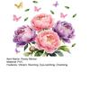 Watercolor Peony Flower Window Cling Floral Butterfly Window Sticker Static PVC Glass Doors Decals for Home Office Living Room