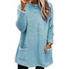 Warm Winter Hoodie Jacket Stylish Women Mid-length Fleece Shearling Thickened Solid Color Pocket Outwear