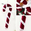 Holiday Party Supplies Velvet Christmas Candy Cane Ornament, Fabric Decoration with Hanging Ornaments Bow, Xmas Tree Decor Pendant for Soft