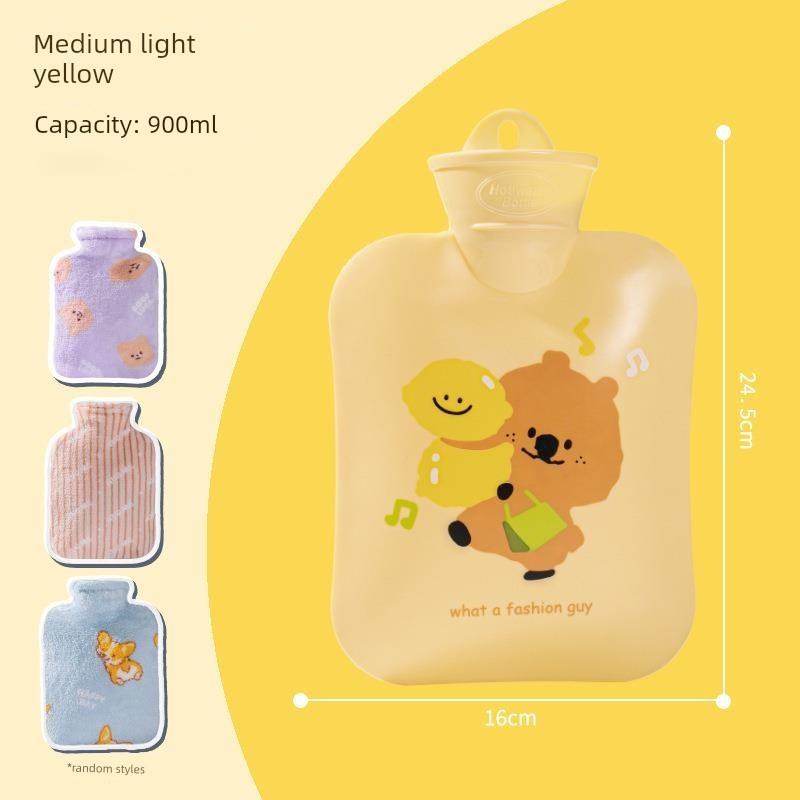 Long Hot Water Bag Water Injection Plush Cover Rubber Warm Water Bag Waist Supporter Irrigation Large Thickened Belly Warming Handbag