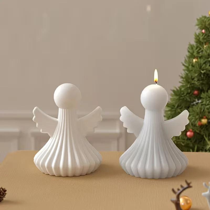 2026 Latest Models Angel Silicone Candle Mold Aromatherapy Wax Polymer Clay Resin Statue Tool Art Wing Stripe Grid Design Male