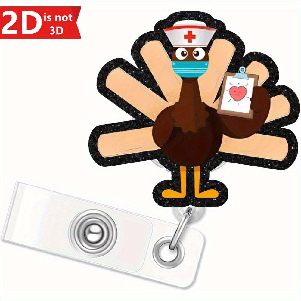 

Thanksgiving Turkey Badge Reel. Scalable ID clip, a festive gift for nurses & students. прозрачный