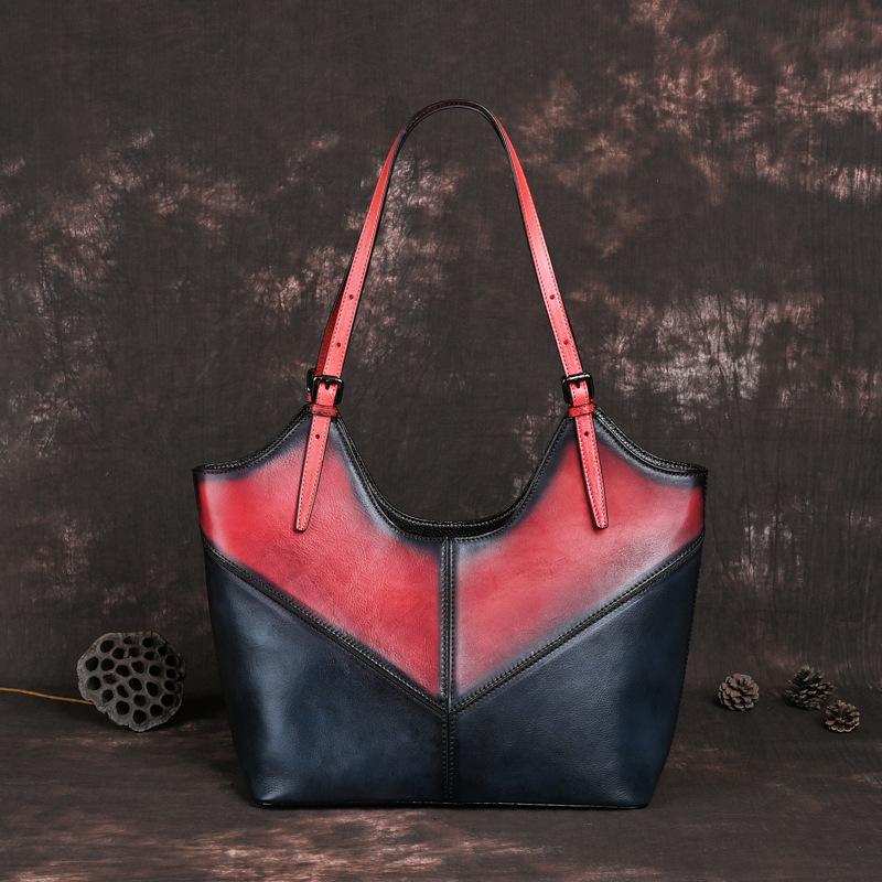 Johnature Large Capacity Casual Tote Genuine Leather Women Bag Versatile Vintage Natural Cowhide Shoulder Bags