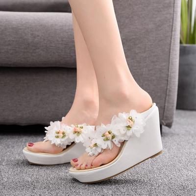 Summer Women Flip Flops Design Platform Wedges Slippers Casual High Heels 9 .5cm Female Sandals Shoes Slip On Mules Slides