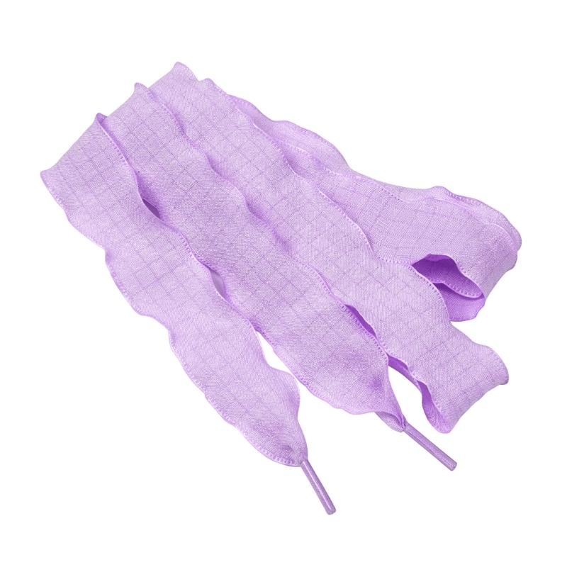 Decorative Footwear Laces 140cm/55.12in Flat Fabric Ruffle Ribbons for Canvas Footwear and Daily Outfit Styling Pair