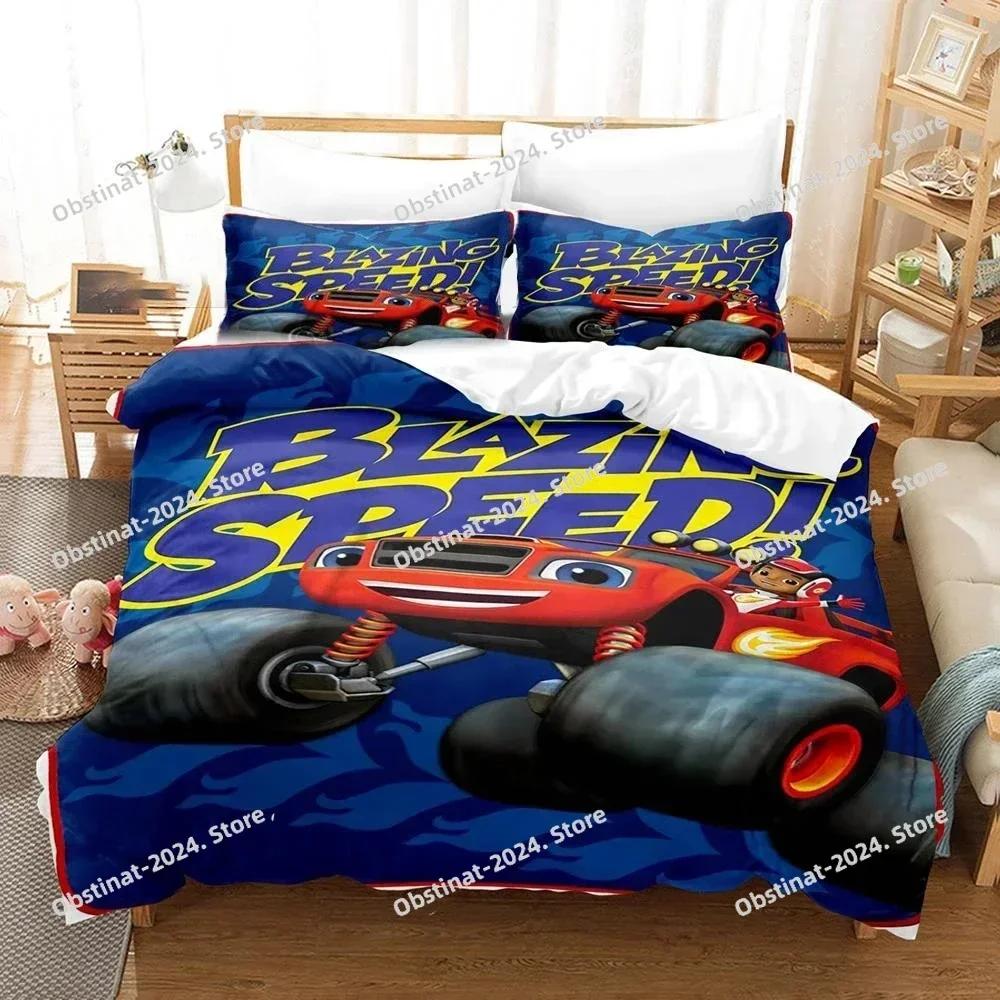 Cartoon Blaze und die Monster-Maschinen Speed Bettwäsche-Set Bedruckte Bettbezug Kissenbezug Einzel Doppel Queen Super King Größe Sets