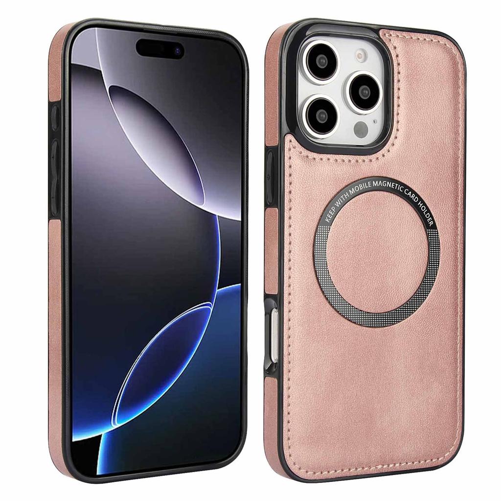 Applicable To iPhone17 Mobile Phone Case 16Pro Calf Pattern Wireless Charging Magnetic Suction Anti-drop Protective Case Samsung S25 Leather Case