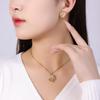 Gold  Pendant Necklace and Stud Earrings Set for Women Four Leaf Clover Charm Fashion Jewelry Gift Adjustable Chain
