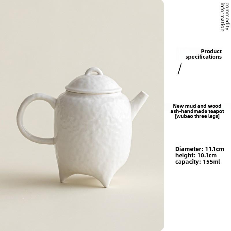 

Ash Glaze Three Leg Handmade Teapot Ceramic Single Pot Creative Kung Fu Tea Set for Home Brewing High Aesthetic One Person Use