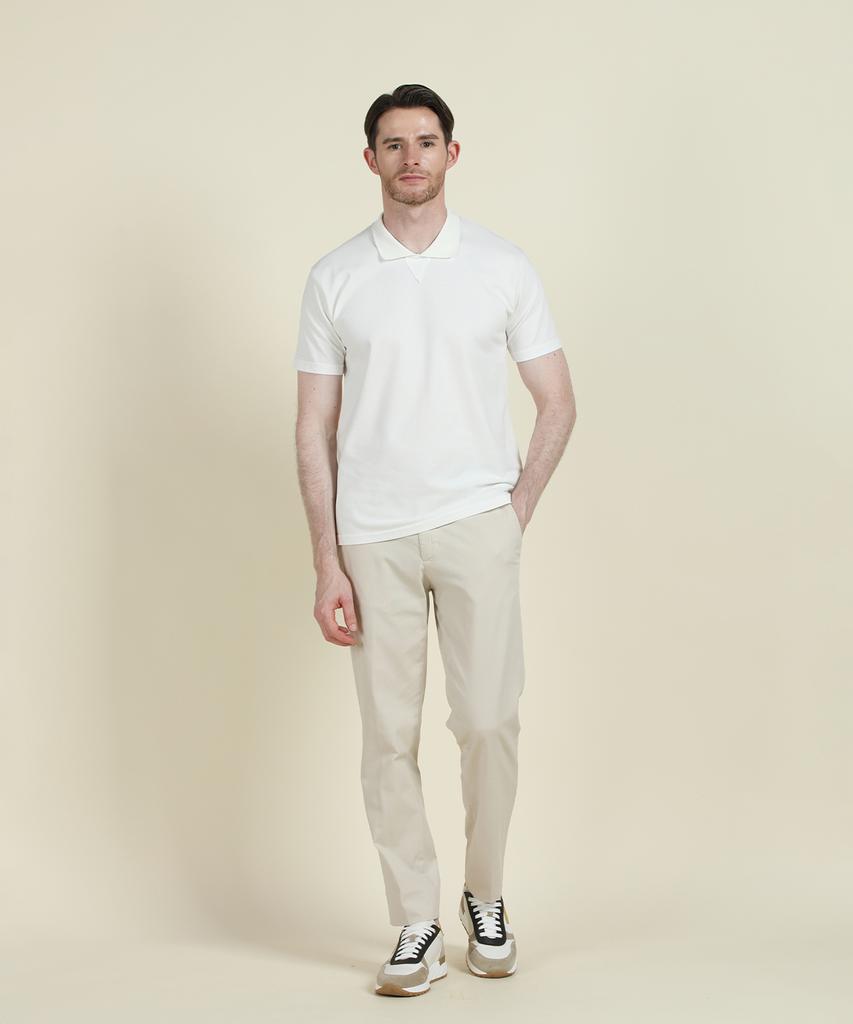 PANICALE White Johnny Collar Polo Shirt